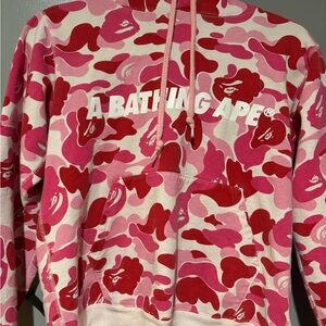 Bape Pink and Red Camo Hoodie